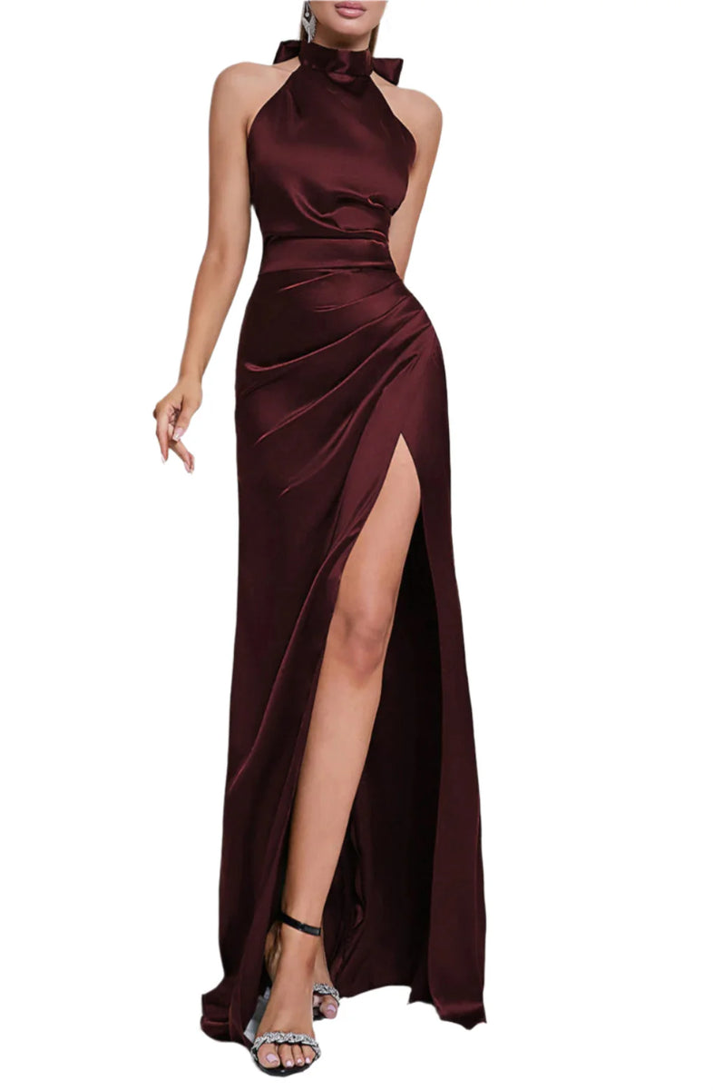 NEXT DAY DELIVERY ELLE High Neck Satin Maxi Dress – PinkApple Dresses
