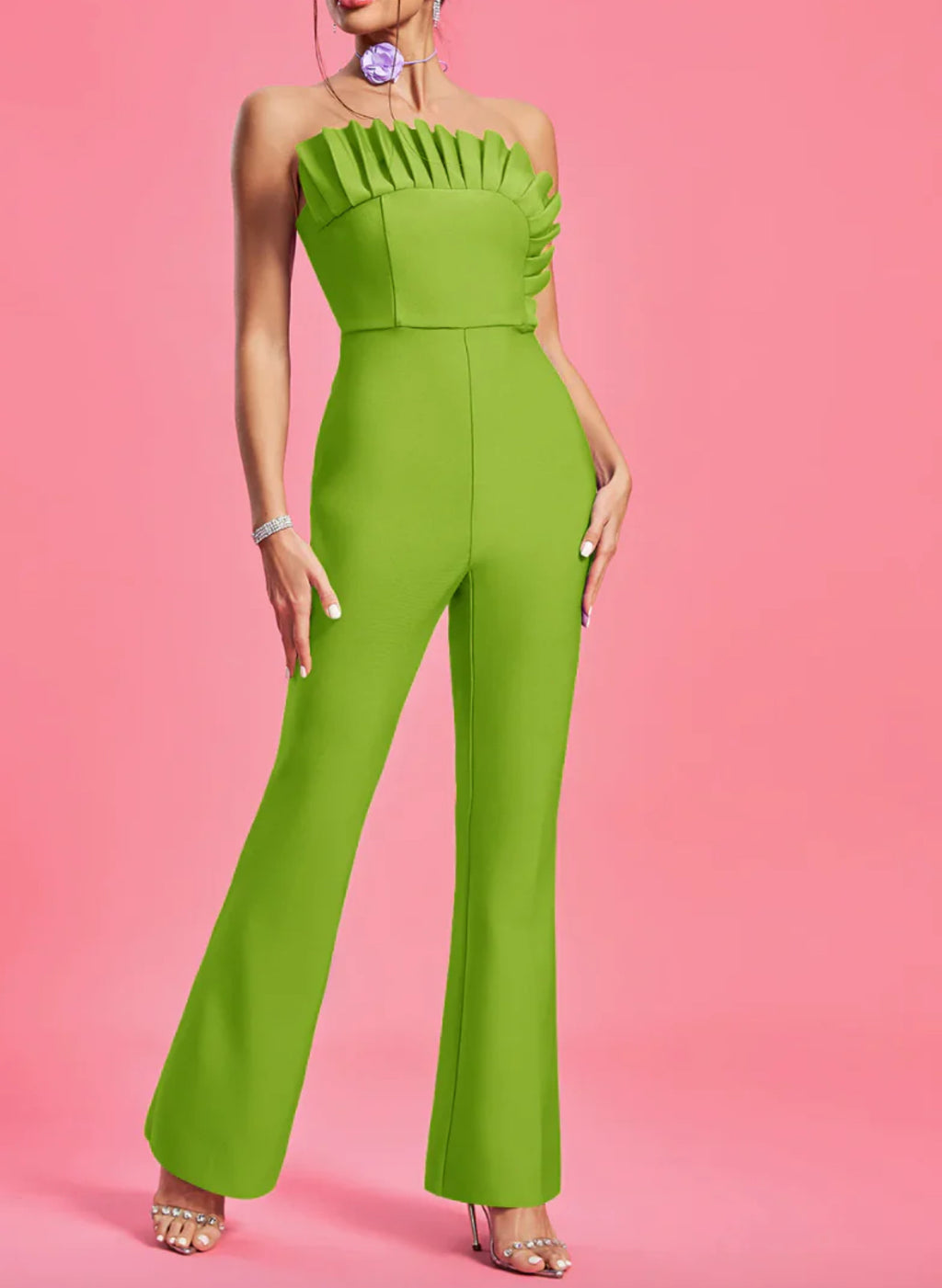 NEXT DAY DELIVERY SUE Strapless Pleated Bandge Jumpsuit
