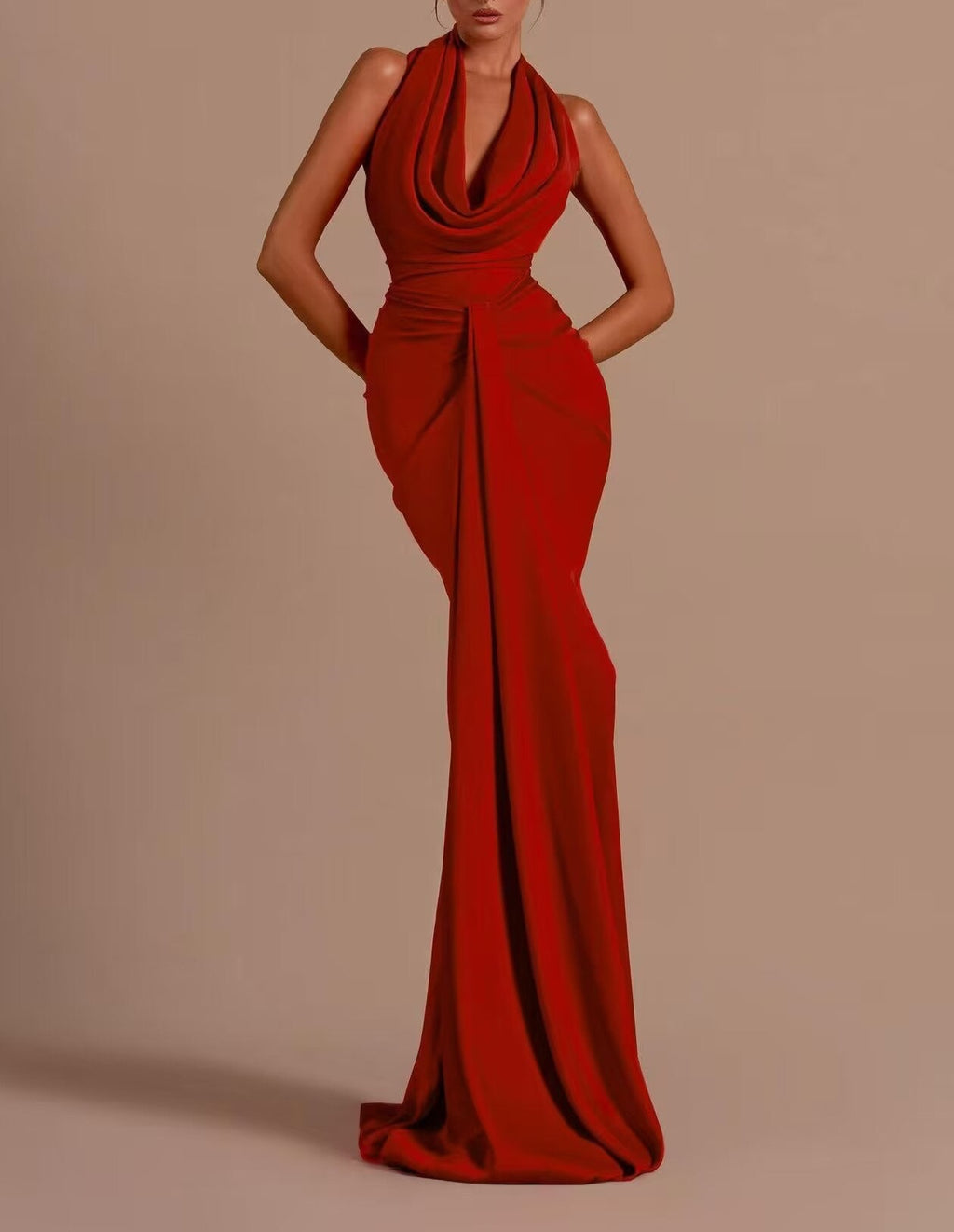 JULINA Red Maxi Bodycon Dress