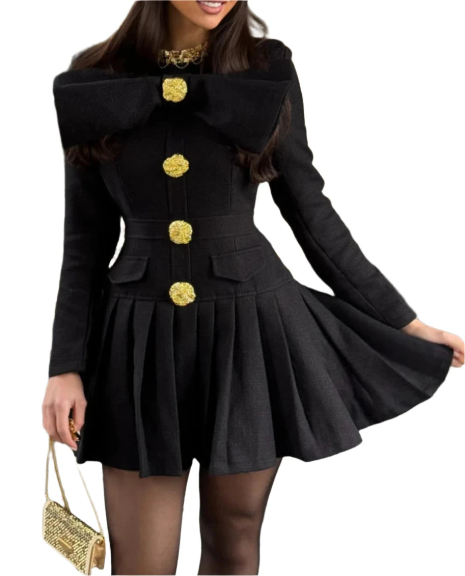 NEXT DAY DELIVERY LARETHIE BUTTONED BOW BODYCON DRESS