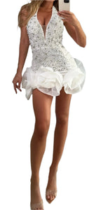 DIOSA CRYSTAL RUFFLE MINI DRESS