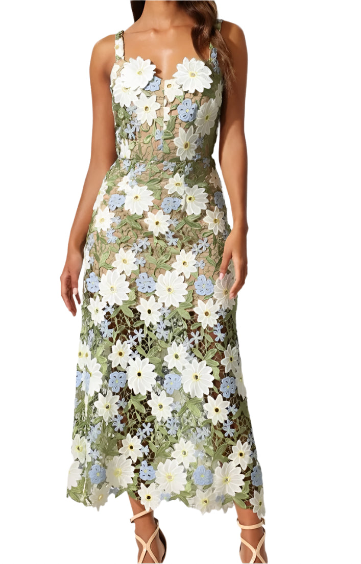 NOVALEE Flowers Midi Bodycon Dress