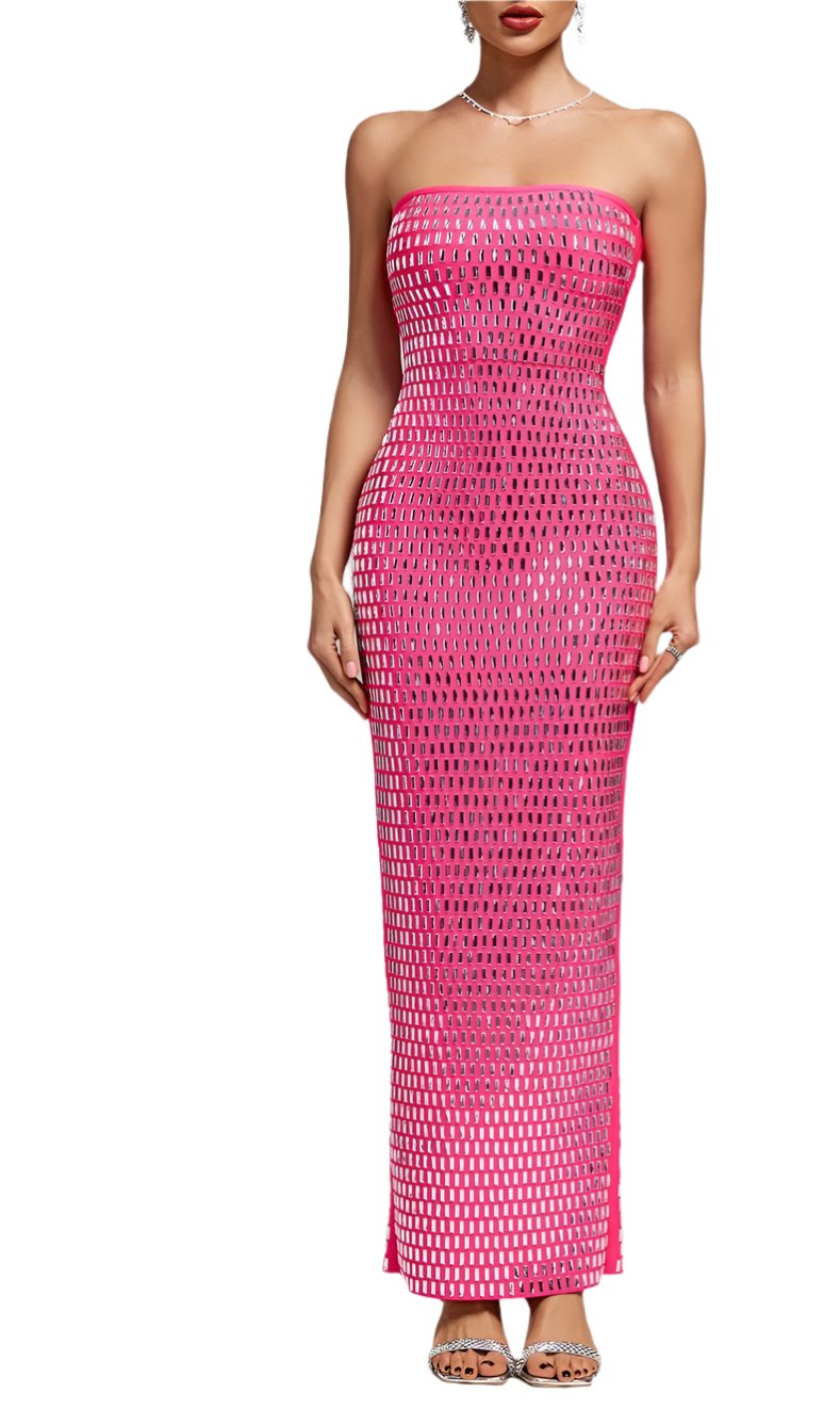 HIKA Strapless Sparkly Open Back Bandage Maxi Dress M HIKA Strapless Sparkly Open Back Bandage Maxi Dress M
