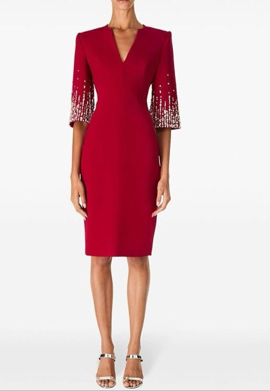 Lydia Long Sleeve Classic Bodycon Dress M / Red Lydia Long Sleeve Classic Bodycon Dress M / Red