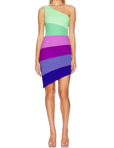 NEXT DAY DELIVERY JAMIE One Shoulder Multicolor Bandage Dress