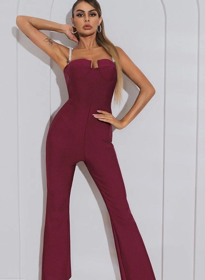 SALE Bandage Jumpsuit with Pearls
