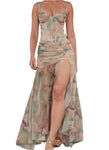 TRACY Sexy Corset Flowers Maxi Dress