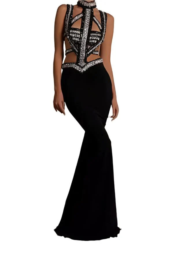 NEXT DAY DELIVERY SAINA Sexy Cut Out Maxi Dress