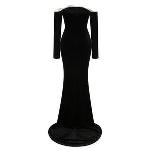 LIANINE Long Sleeve Velvet Maxi Dress