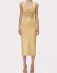 EBBA Gold Metallic Bandage Dress