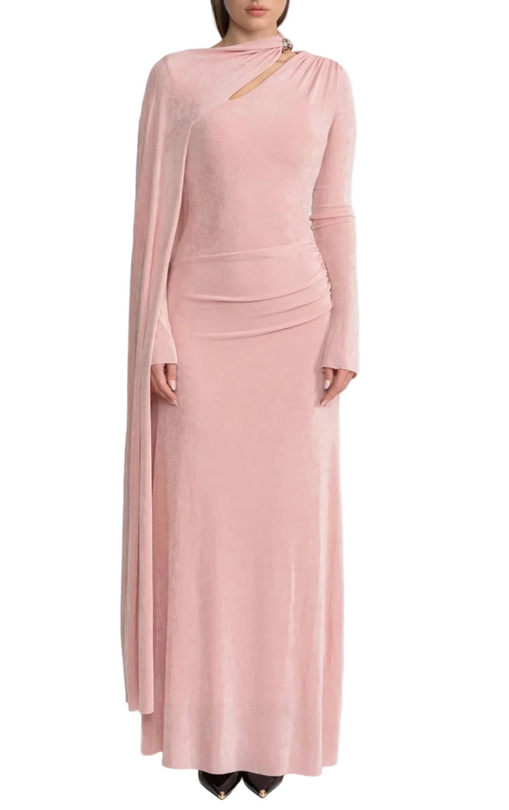 ADELET DRAPED  ASYMMETRIC CUTOUT MAXI DRESS