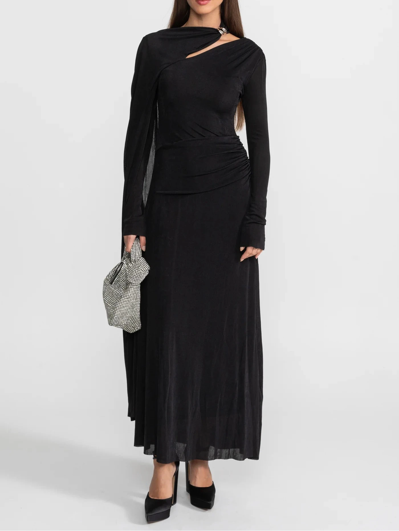 ADELET DRAPED  ASYMMETRIC CUTOUT MAXI DRESS