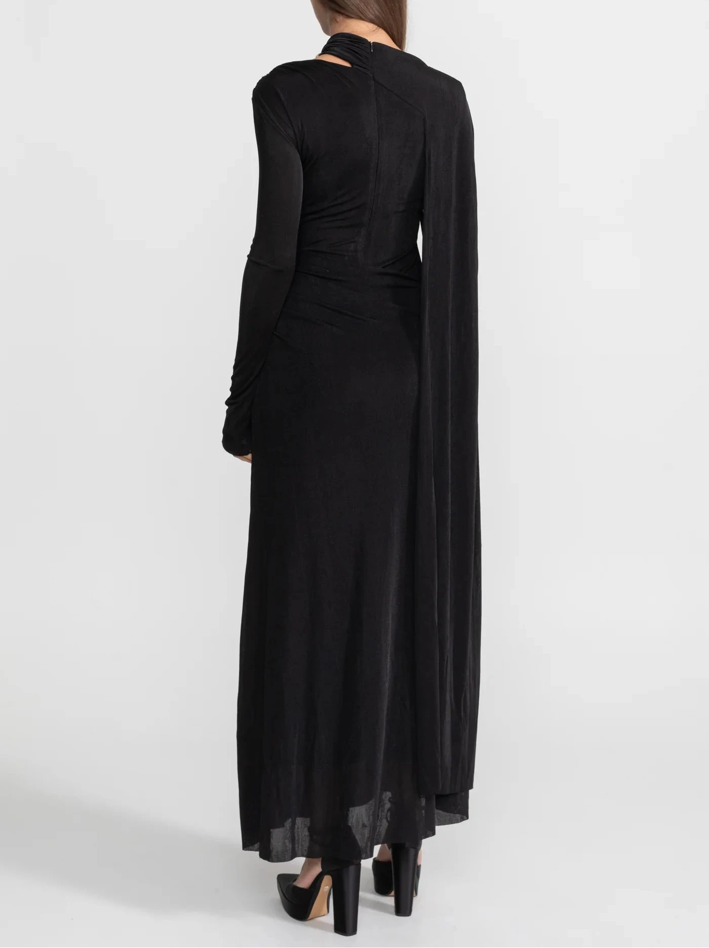 ADELET DRAPED  ASYMMETRIC CUTOUT MAXI DRESS