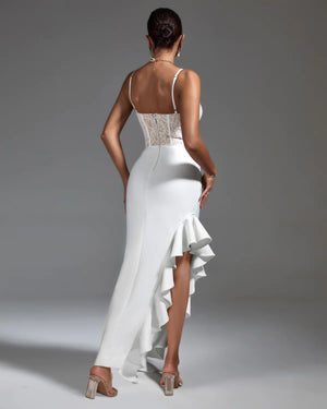AGATA  White Lace Corset & Ruffled Bandage Dress