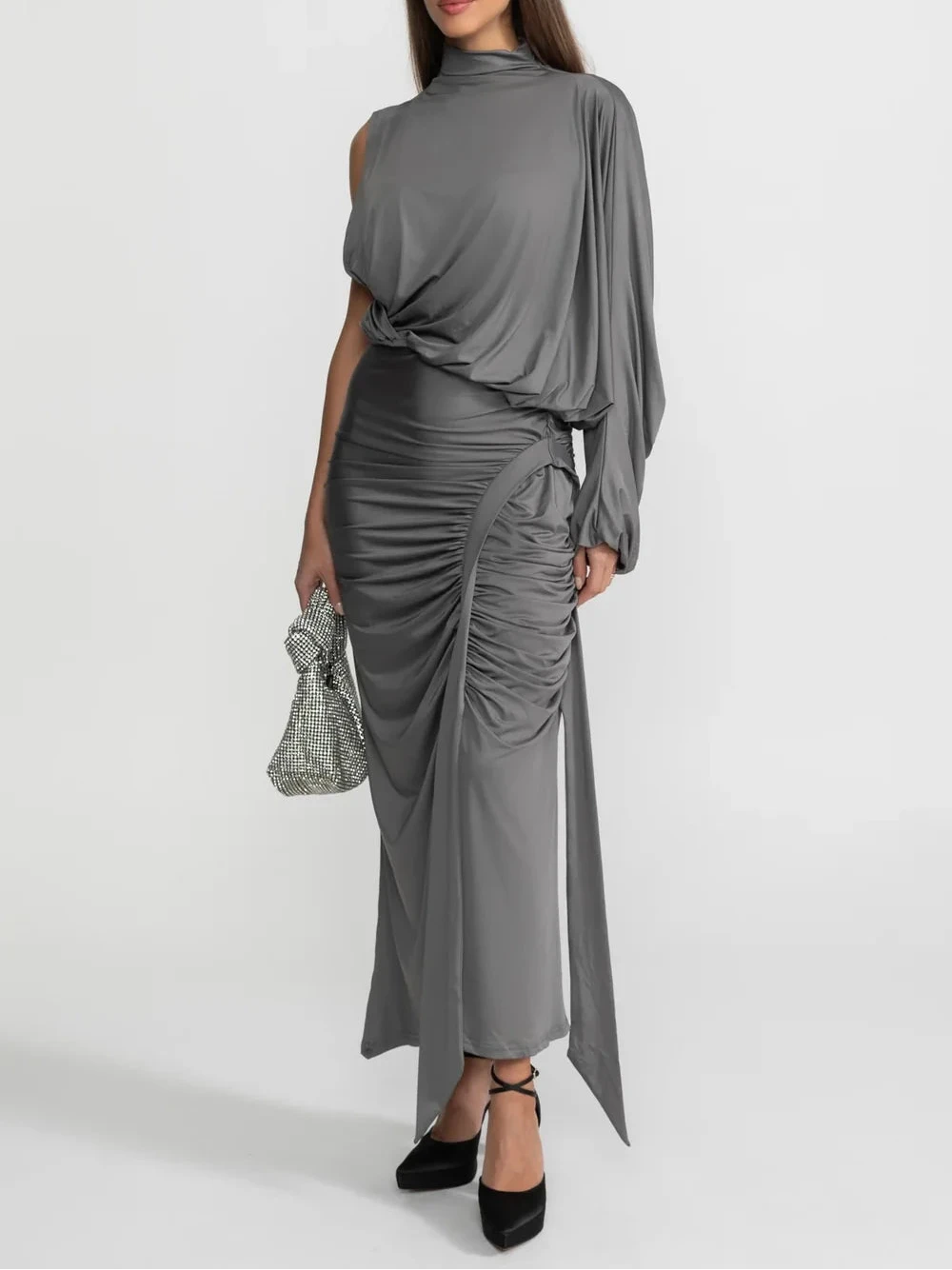 AGNES Asymmetric One Shoulder Maxi Dress