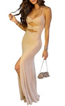 ALICIA Cut Out Mini Crystals Maxi Dress