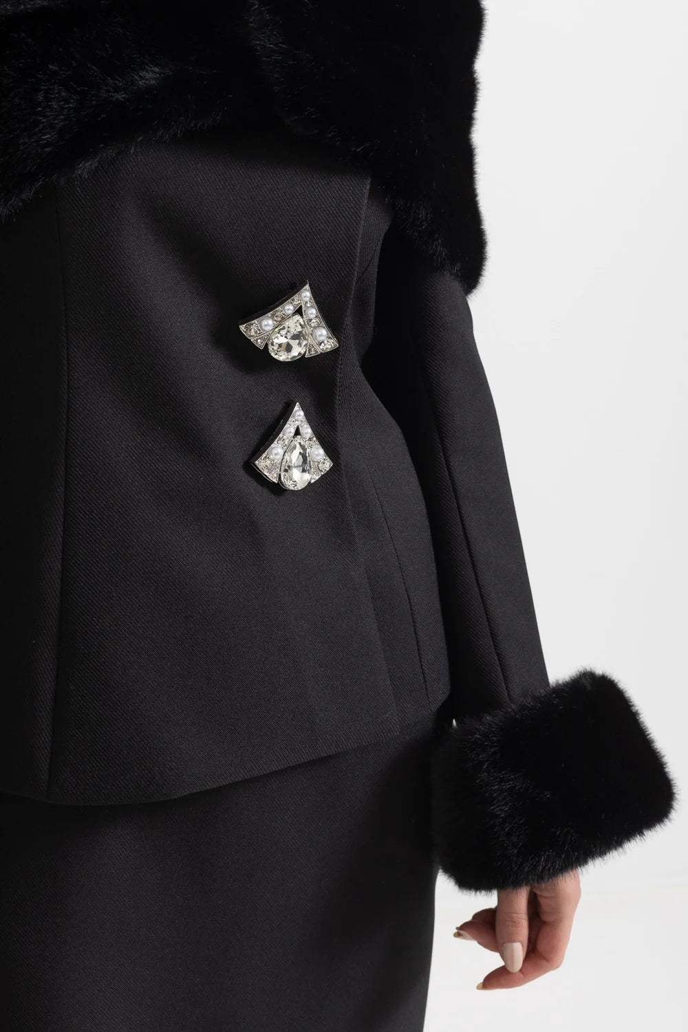 ALUHE Fur Crystals Midi Bodycon Set