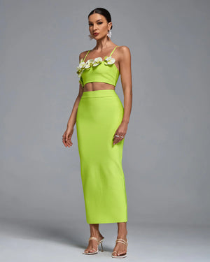 AMBIKA 3D Flower Orchid Top Bandage Skirt Set – PinkApple Dresses AMBIKA 3D Flower Orchid Top Bandage Skirt Set – PinkApple Dresses