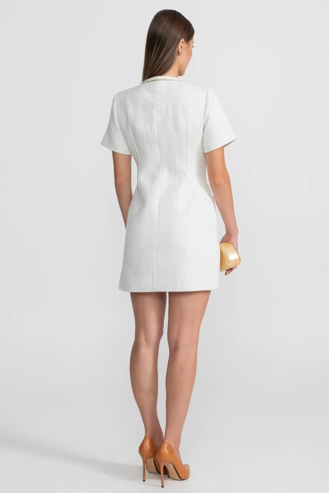 AYLIN TWEED  WITH PEARL DETAILING MINI DRESS