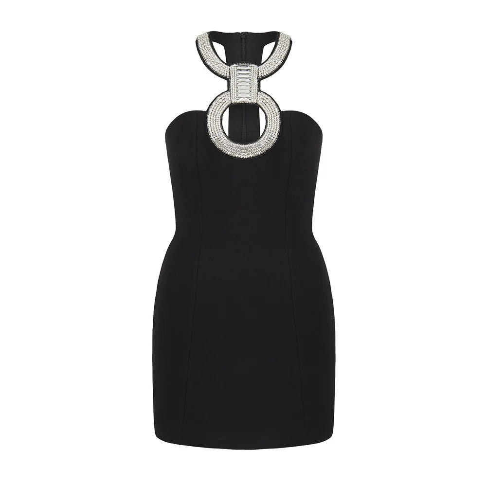 NEXT DAY DELIVERY Rhinestone Black Bandage Dress