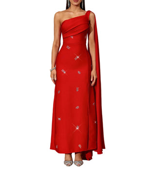 BRIA One Shoulder Crystals Maxi Bandage Dress