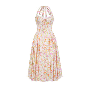 NEXT DAY DELIVERY BUSRA FLORAL-PRINT HALTER-NECK MIDI DRESS