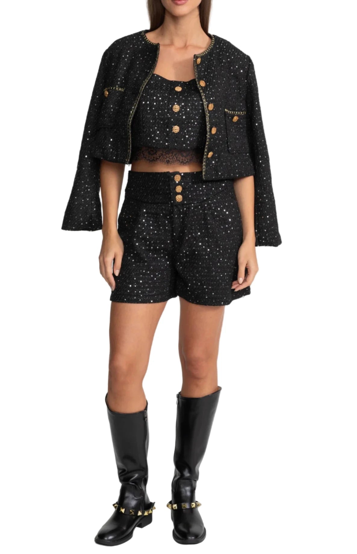 CAMILLE EMBELLISHED 3 PIECES BODYCON SET