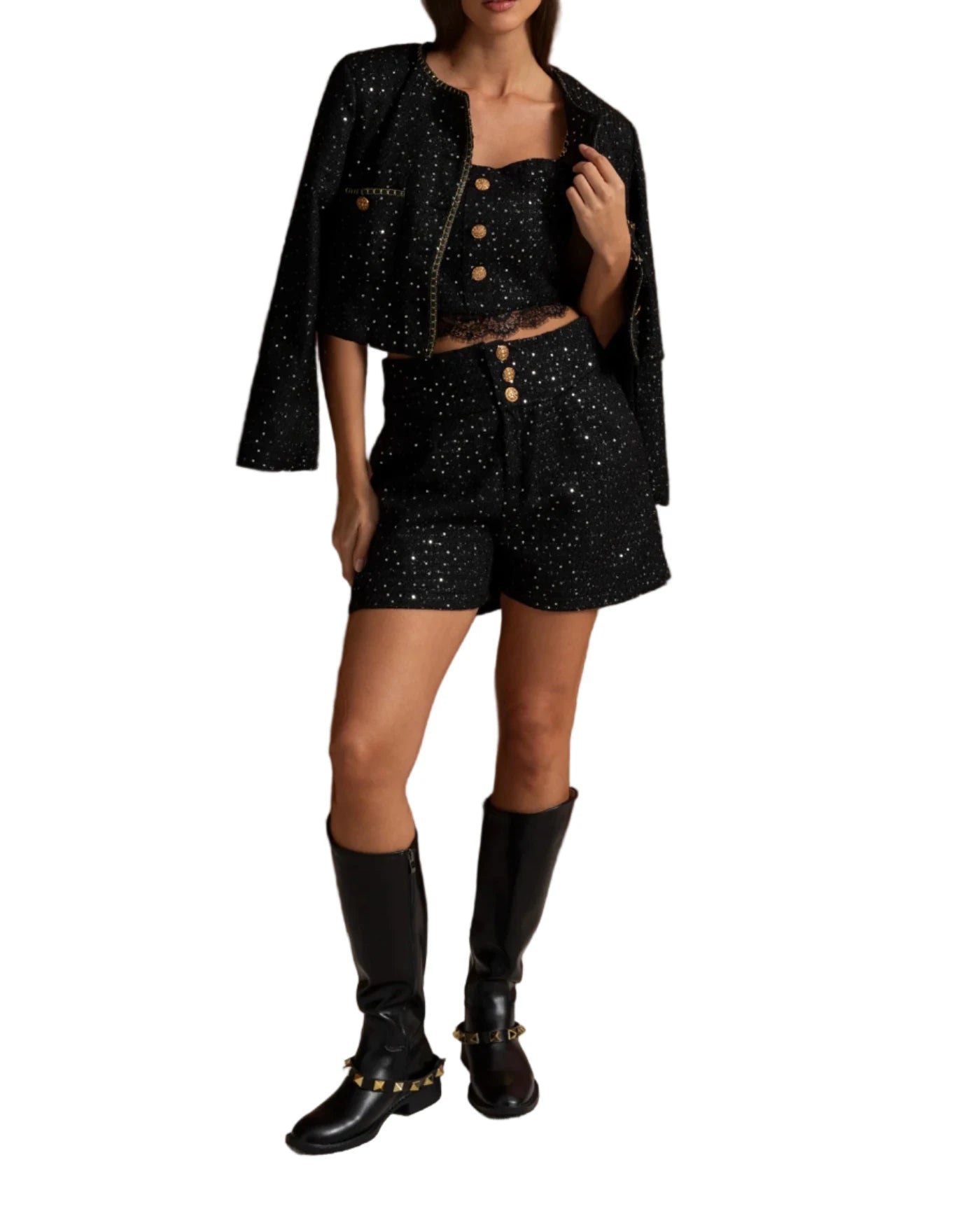 CAMILLE EMBELLISHED 3 PIECES BODYCON SET