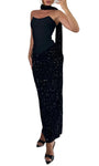 CARMEN Sequins Corset Scarf and Maxi Sequins Skirt