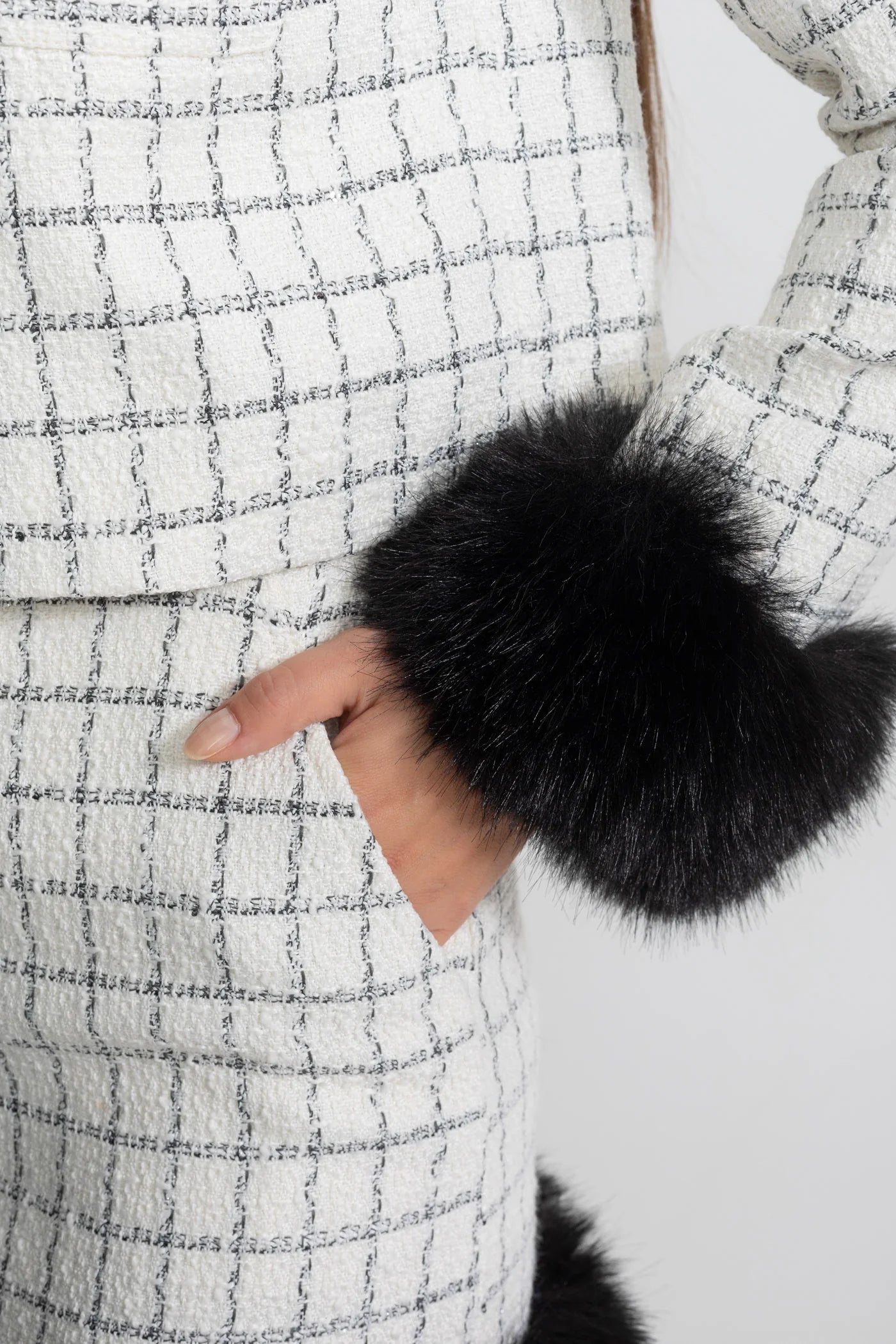 CATALINA Tweed Fur Bodycon Set