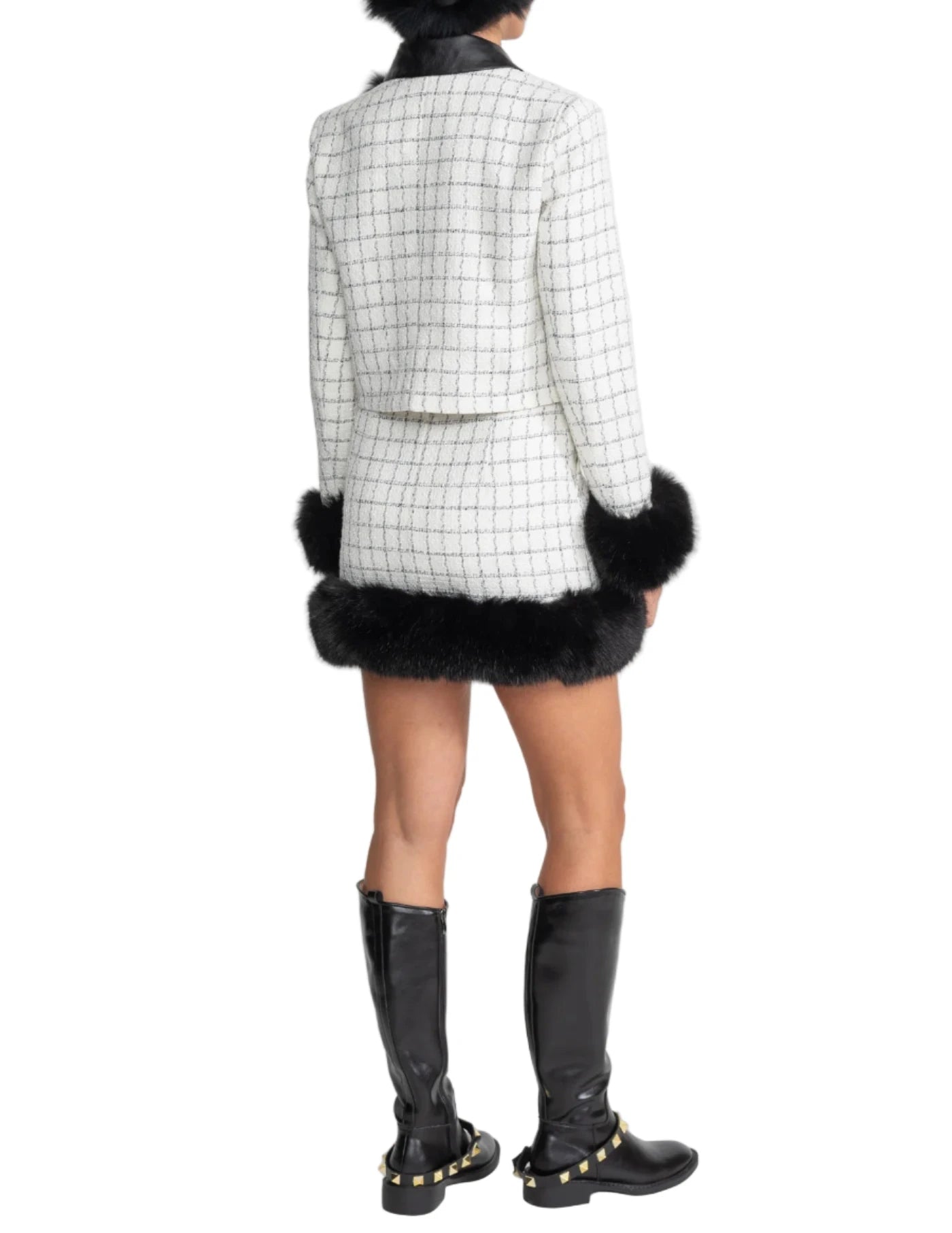CATALINA Tweed Fur Bodycon Set