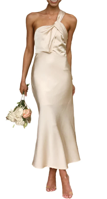 CLEA Satin One Shoulder Bodycon Dress