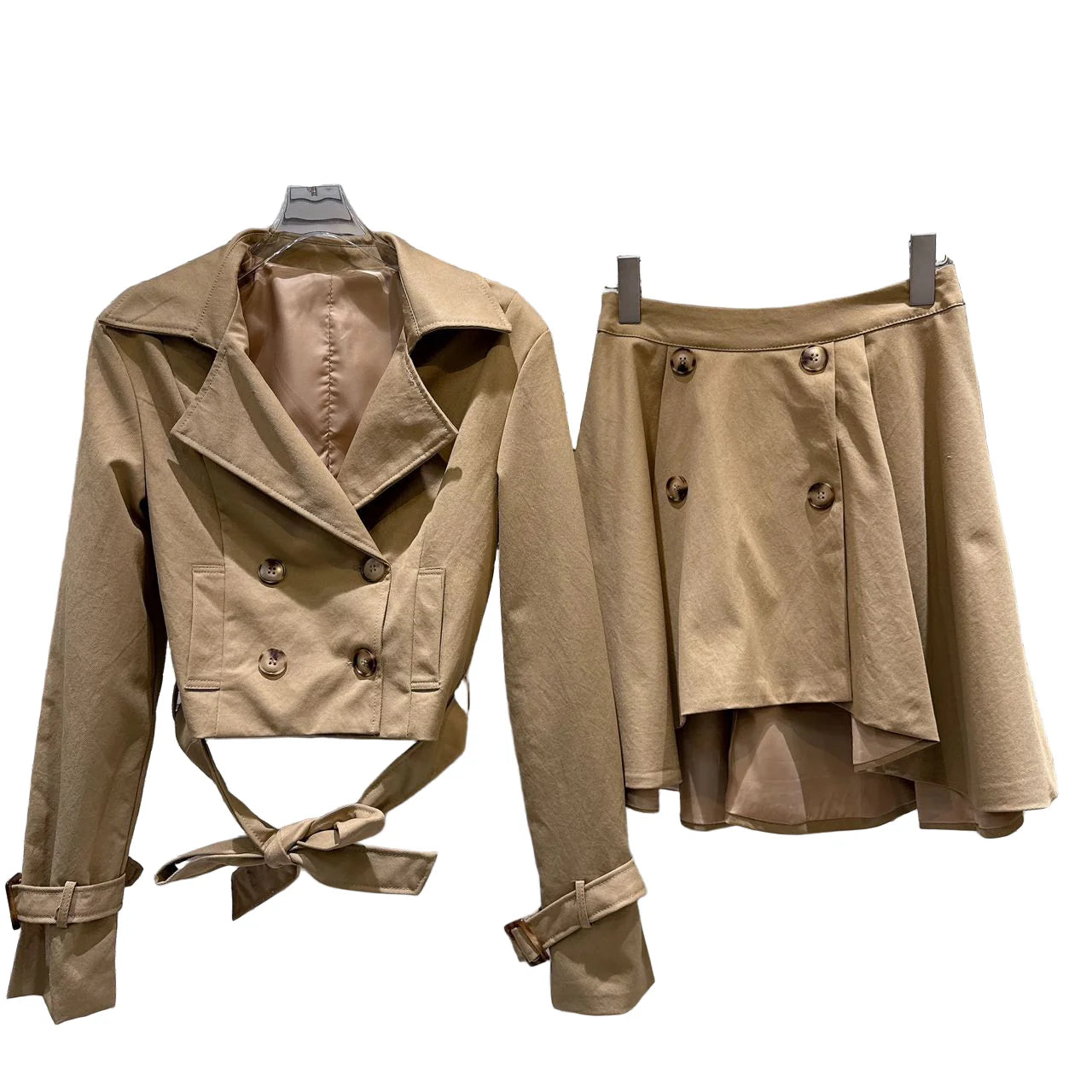 CLEMENTINA Long Sleeve Jacket and Asymmetric Skirt Set