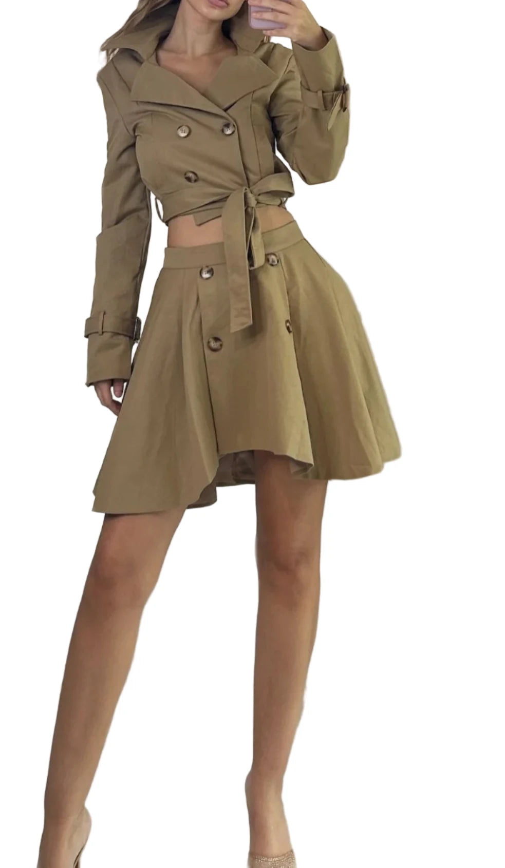 CLEMENTINA Long Sleeve Jacket and Asymmetric Skirt Set
