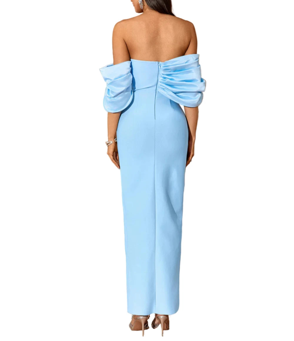 DAMINA Off Shoulder Crystal Corset Maxi  Bandage Dress