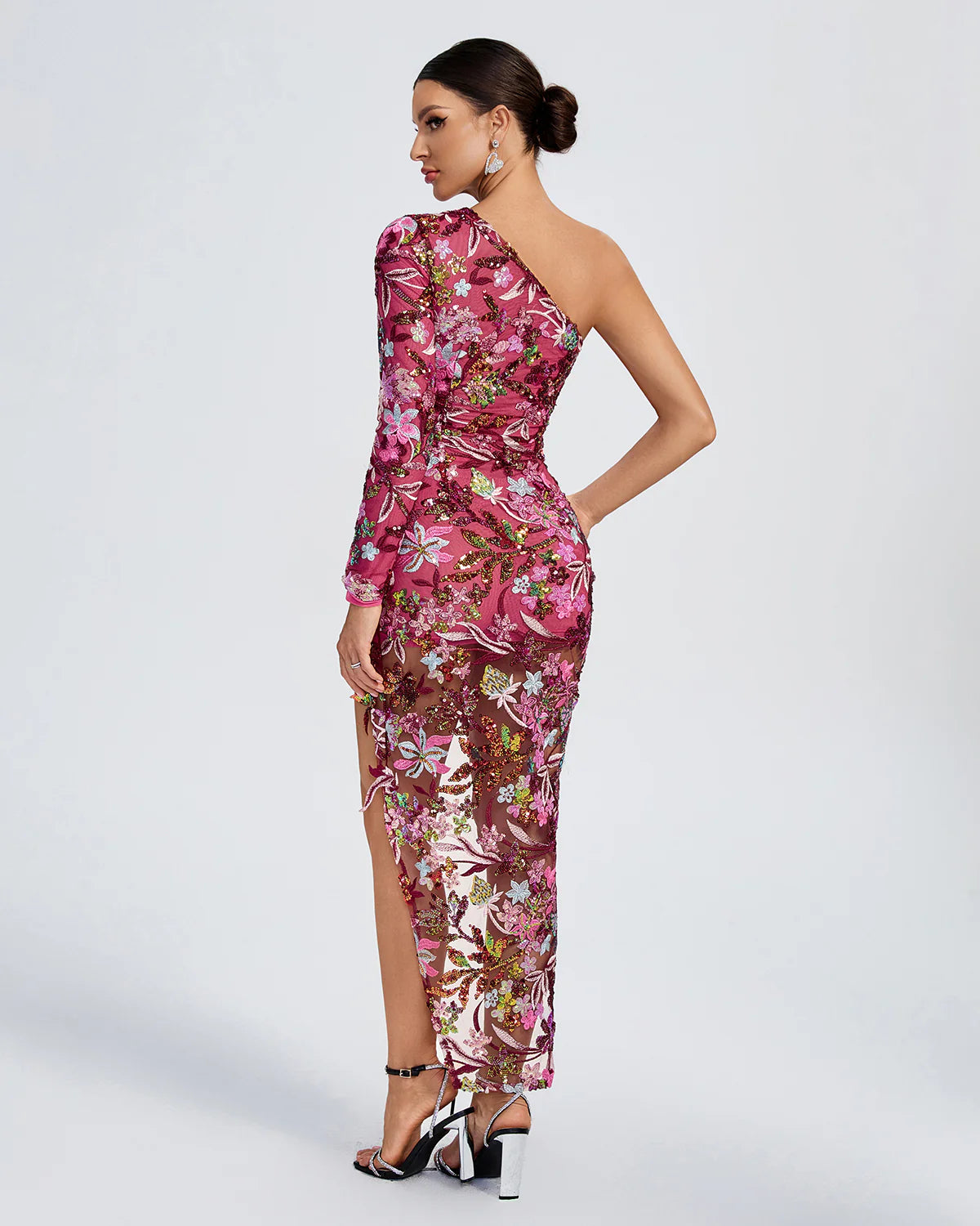 DAWA One Shoulder Tokyo Sequins Floral Dress