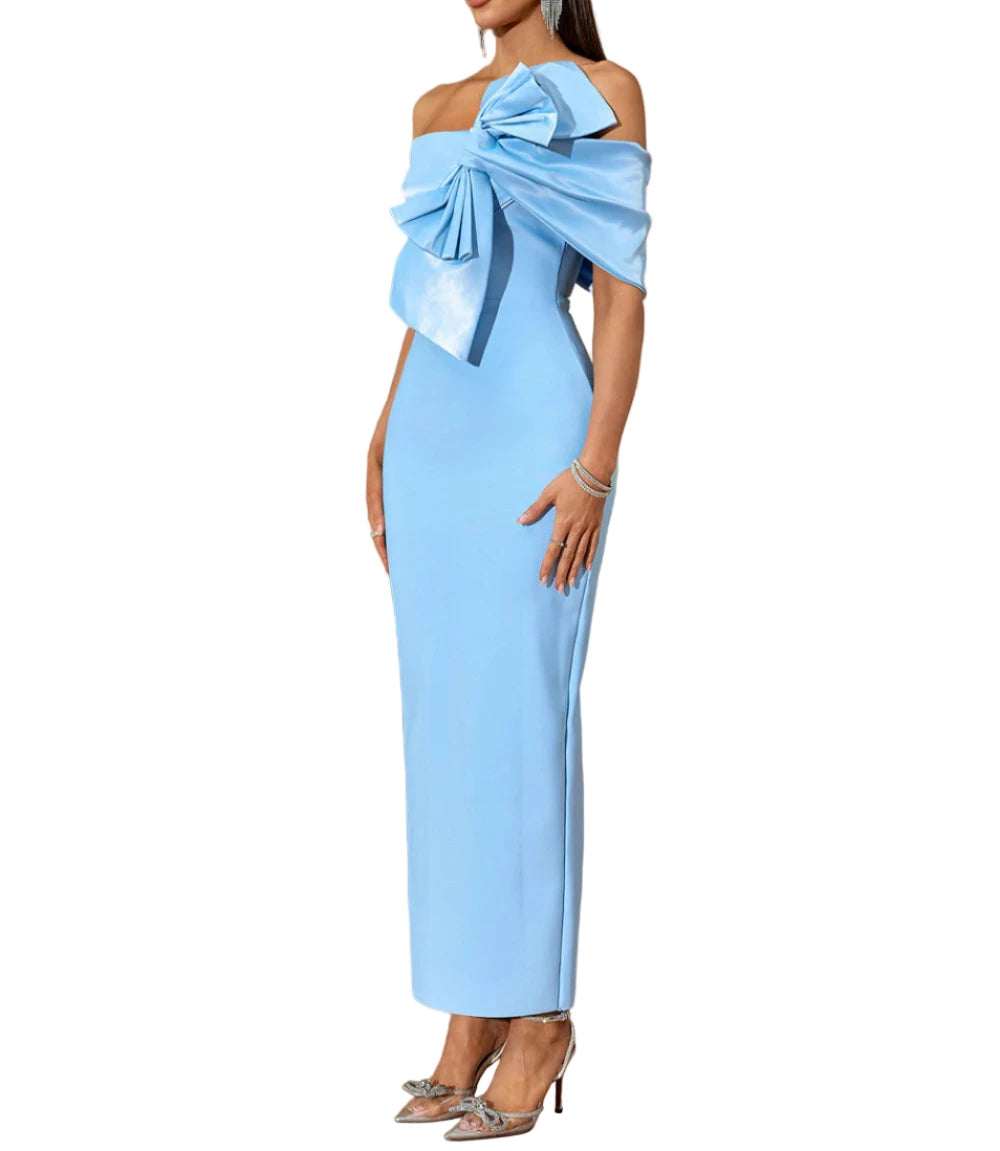 DIANA Off Shoulder Bow Maxi Bandage Dress