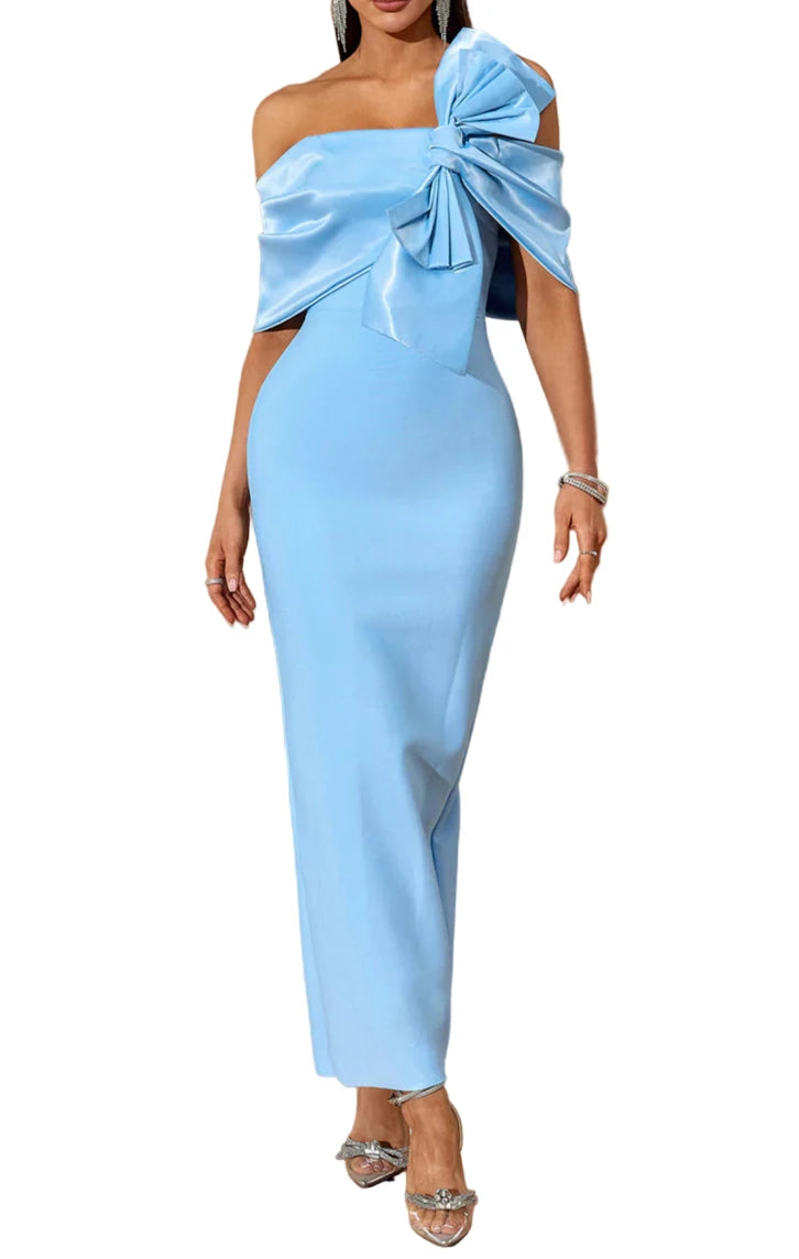 DIANA Off Shoulder Bow Maxi Bandage Dress
