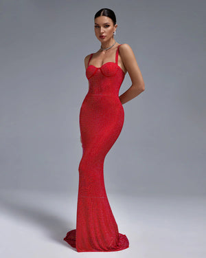 DIOSA Rivet-Embellished Mermaid Evening Dress