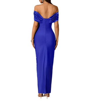 DOMINIKA Off Shoulder Crystals Maxi Bandage Dress