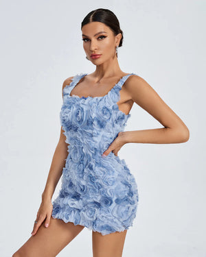 DOROTEA Floral Applique Corset Mini Dress