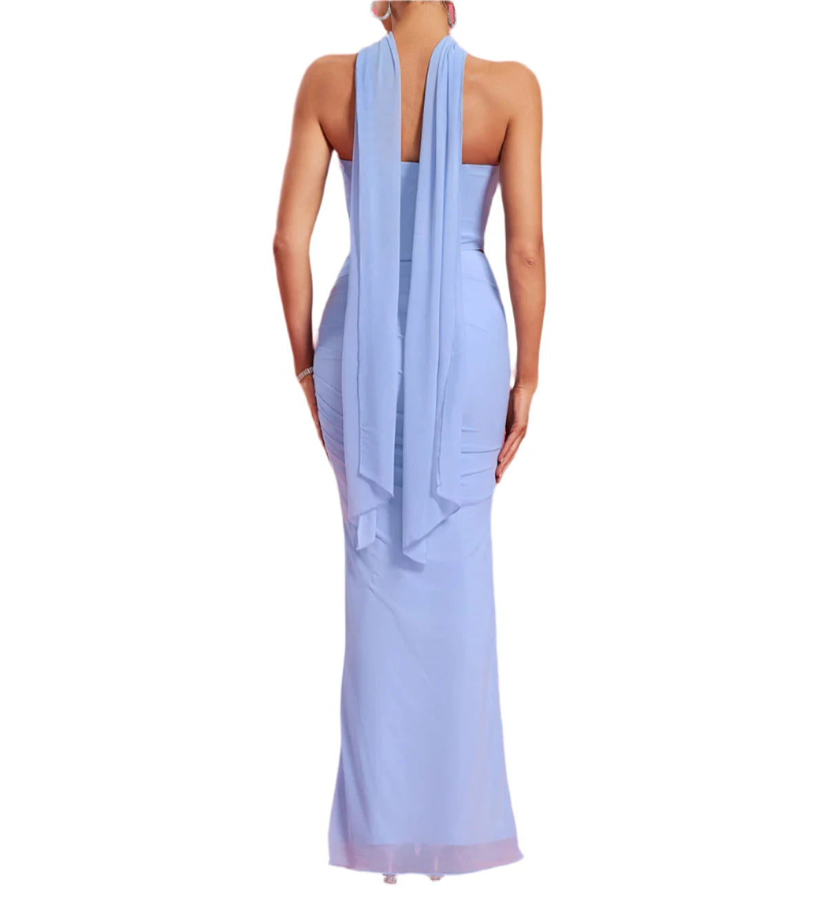NEXT DAY DELIVERY DUSCHNA Strapless Ruched Mesh Three-Piece Set