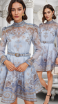 EMILIA Long Sleeve Floral Vintage Bodycon Dress