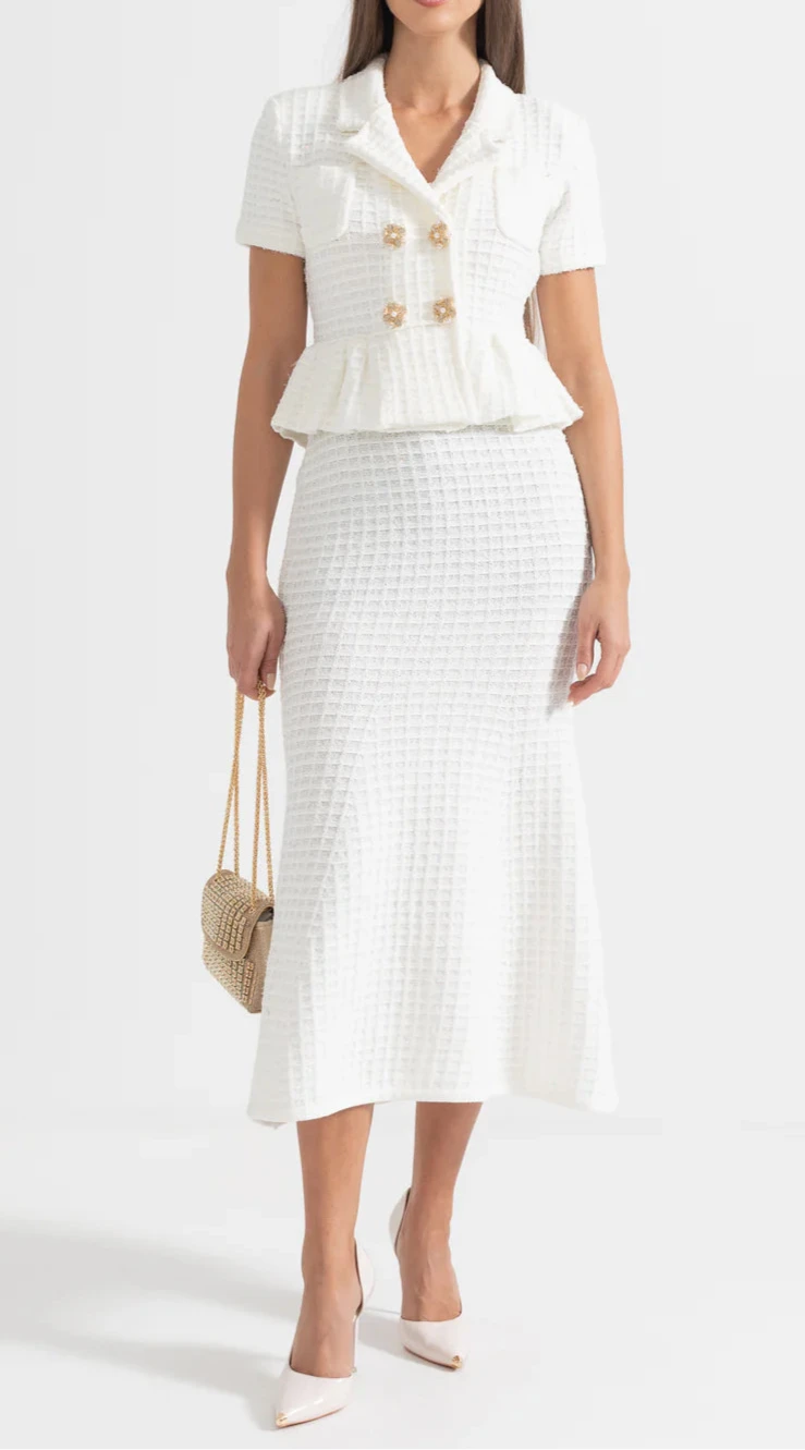 ERLEA KNITTED MIDI DRESS WITH GOLD BUTTONS BODYCON DRESS