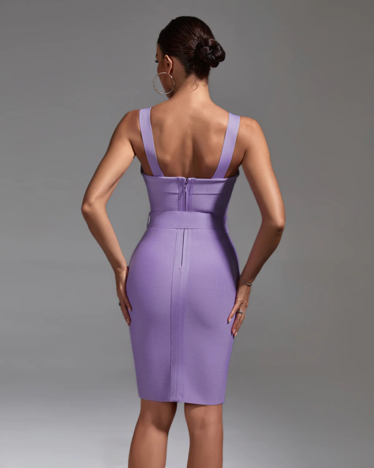 FABIA Lavender  Bandage Dress With Belt