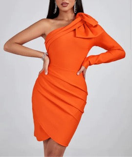 NEXT DAY DELIVERY FAIGA  One Shoulder Pleated Bandage Dress