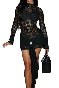 FELICIANA Sexy Lace Transparent Mini Bodycob Dress