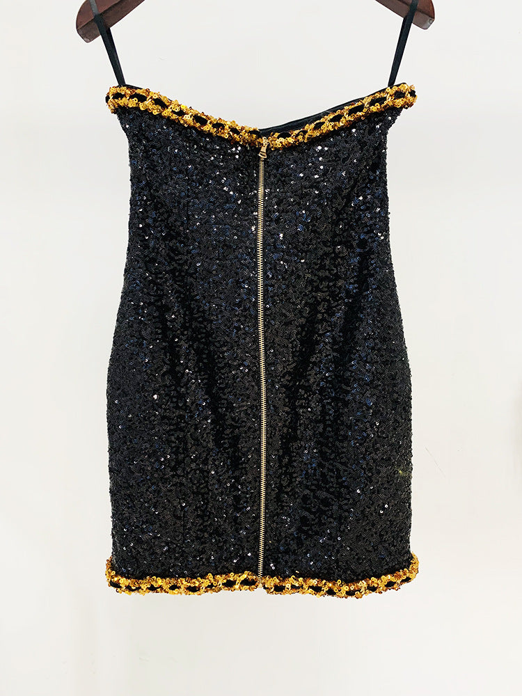 FELISBERTA Strapless Sequins Classic Bodycon Dress