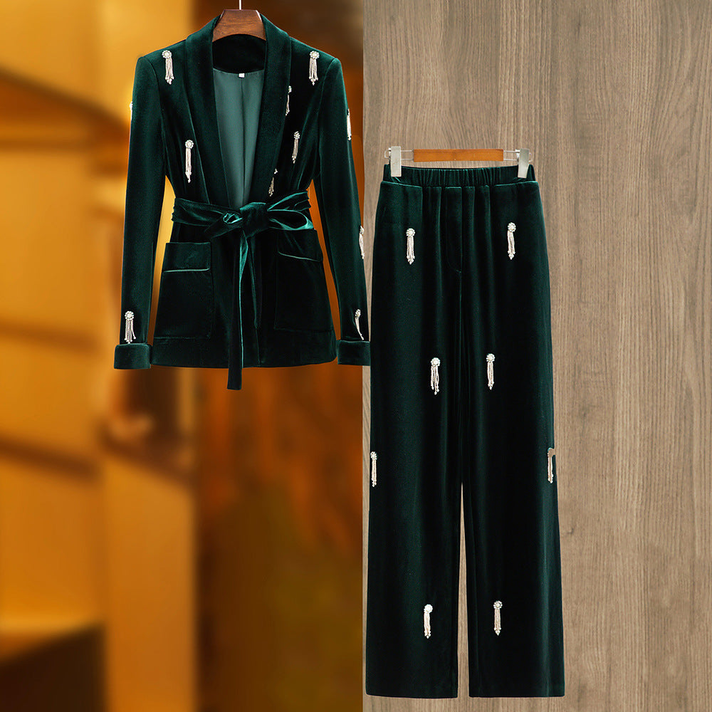 GENOVEVA Velvet Aplique Bodycon Suit