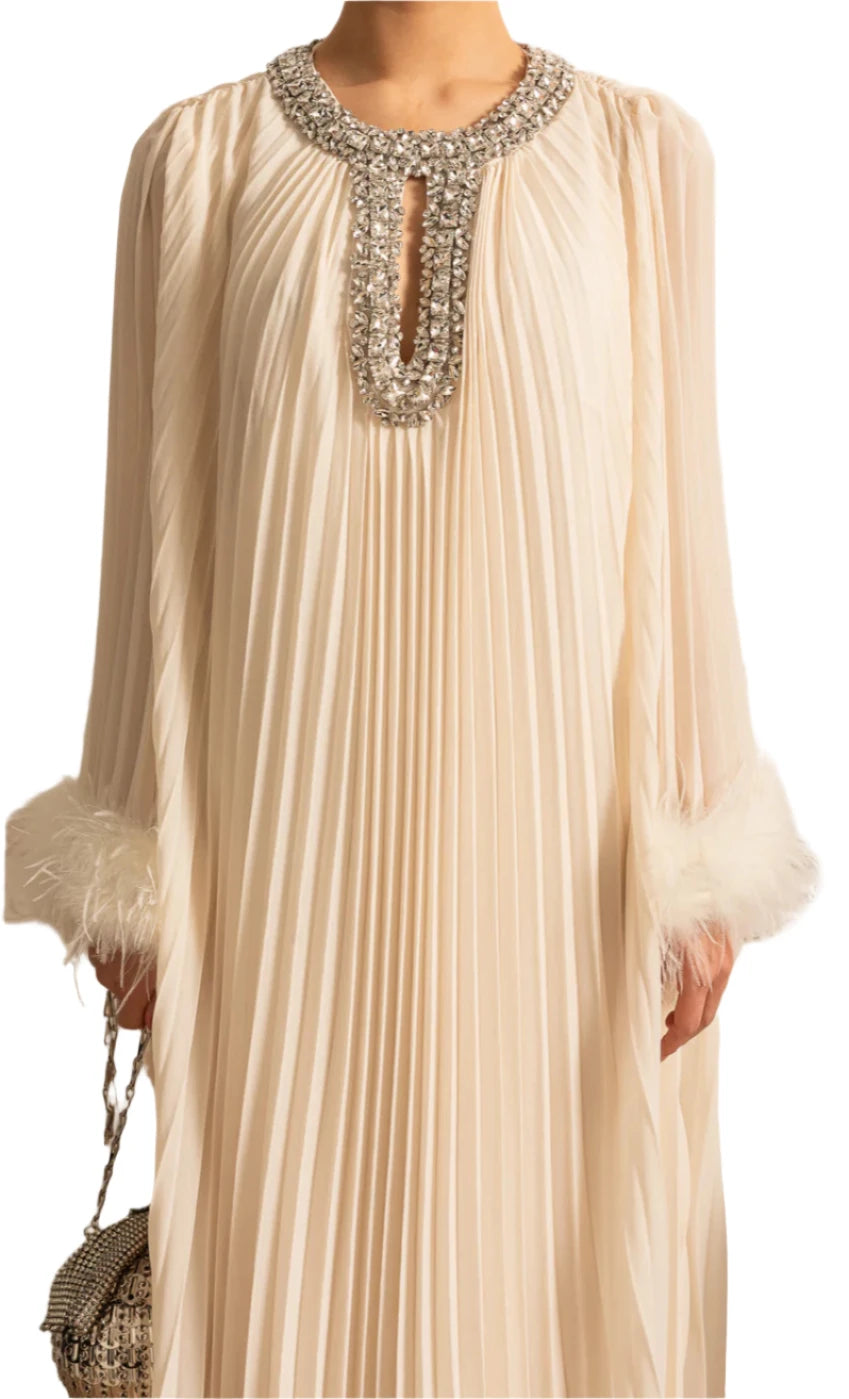 HIRA Feathers Maxi Dress